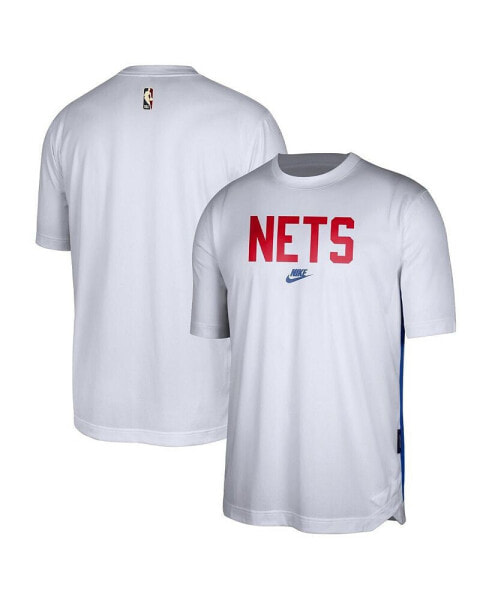 Men's White Brooklyn Nets Hardwood Classics Pregame Warmup Shooting Performance T-shirt