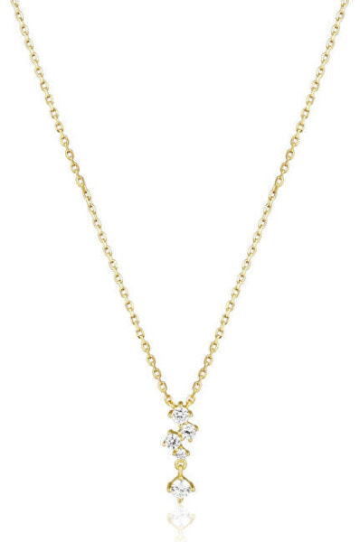Sparkling gold plated necklace with zircons SVLN0461X75GO45