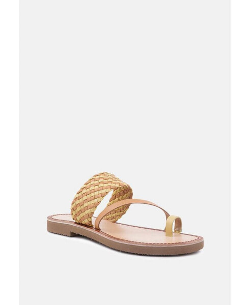 ISIDORA Mustard Braided Leather Flat Sandal