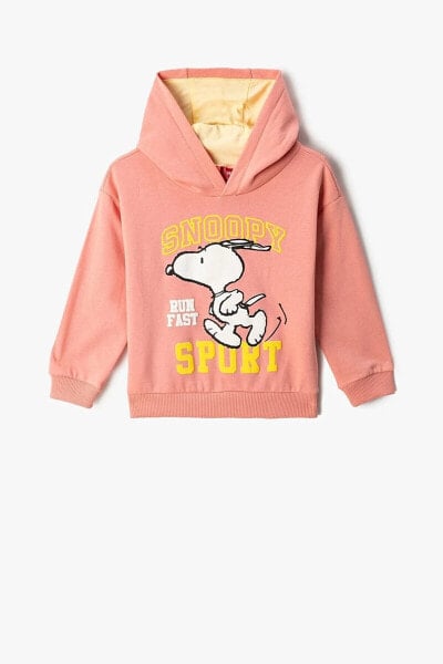 Erkek Bebek Pamuklu Uzun Kollu Snoopy Baskılı Lisanslı Kapşonlu Sweatshirt 3smb10092tk