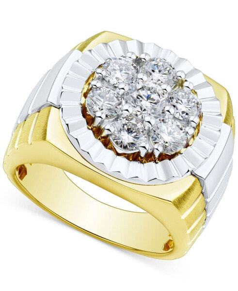 Men's Lab Grown Diamond Cluster Ring (2 ct. t.w.) in 10k Two-Tone Gold