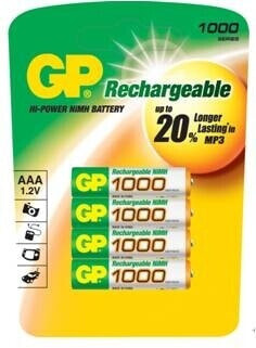 Аккумулятор GP Battery AAA 1000 mAh NiMH 4-pack