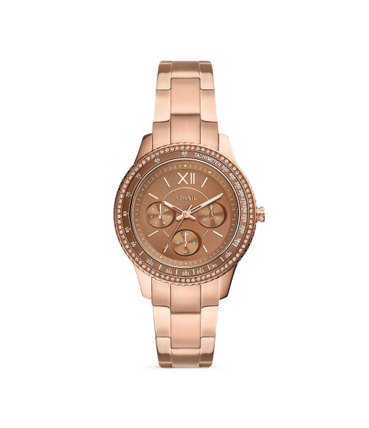 Fossil Damen Armbanduhr Stella Sport Multifunktionswerk Edelstahl roségoldfarben ES5109