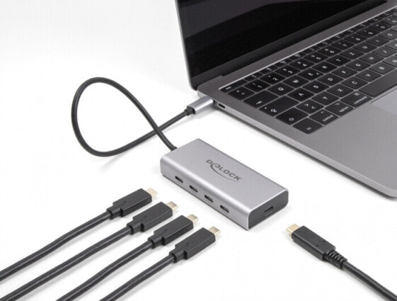 Хаб USB Type-C Delock 64235 10Gbps 30cm Серый из алюминия