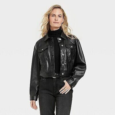 Women's Faux Leather Moto Jacket - Universal Thread Black S