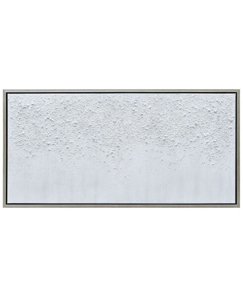 White Snow B Textured Metallic Hand Painted Wall Art by Martin Edwards, 24" x 48" x 1.5"