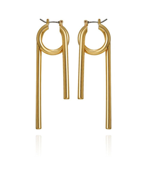Gold-Tone Long Twisted Drop Earrings