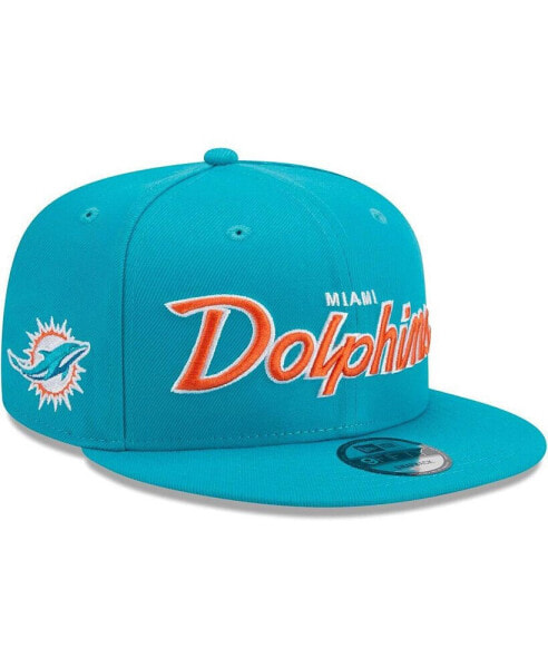 Men's Aqua Miami Dolphins Main Script 9FIFTY Snapback Hat