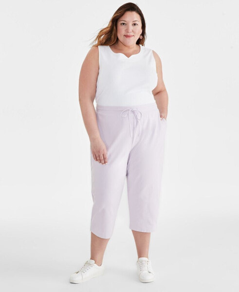 Plus Size Knit Pull-On Capri Pants, Created for Macy's