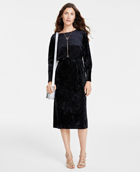Women's Crushed Velvet Midi Dress, Created for Macy's