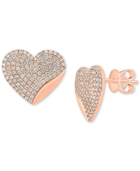 EFFY® Diamond Pavé Heart Stud Earrings (5/8 ct. t.w.) in 14k Rose Gold