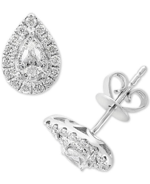 EFFY® Diamond Pear Halo Stud Earrings (1/2 ct. t.w.) in 14k White Gold