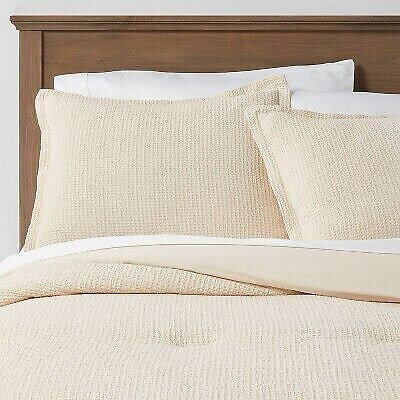 King Washed Waffle Weave Comforter & Sham Set Natural - Threshold