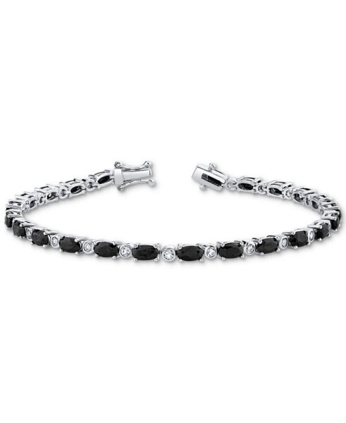 Onyx & White Topaz (7/8 ct. t.w.) Link Bracelet in Sterling Silver