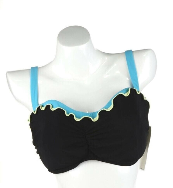 Profile Gottex Womens Swimwear Black Ruffled Strap Bikini Top Size 38D