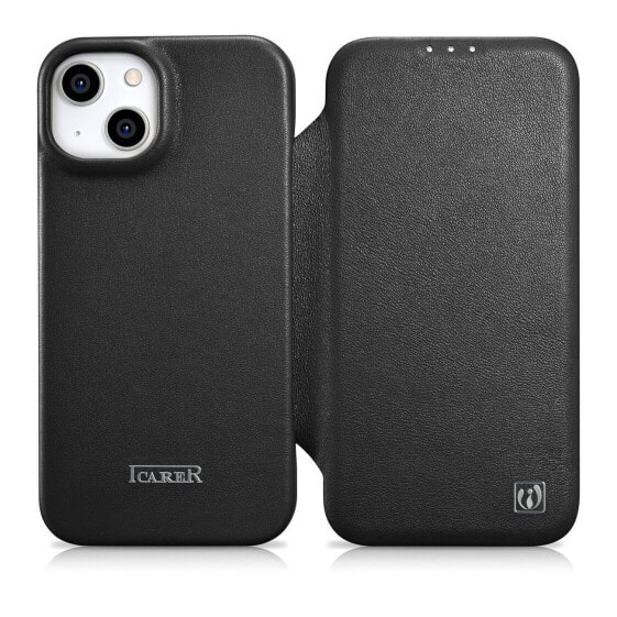 Чехол для iPhone 14 Plus с магнитной крышкой MagSafe CE Premium Leather черный от ICARER