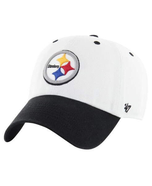 47 Brand Men's White/Black Pittsburgh Steelers Double Header Diamond Clean Up Adjustable Hat