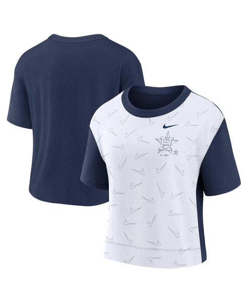 Women's Navy, White Houston Astros Line Up High Hip Fashion T-shirt