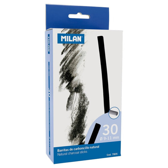 MILAN Box 30 Natural Charcoal Sticks (Cylindrical Ø 9 11 mm)