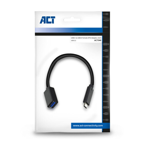 ACT AC7340 - 0.2 m - USB C - USB A - USB 3.2 Gen 1 (3.1 Gen 1) - 5000 Mbit/s - Black