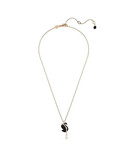 Swarovski swan, Black, Rose Gold-Tone Iconic Swan Pendant Necklace