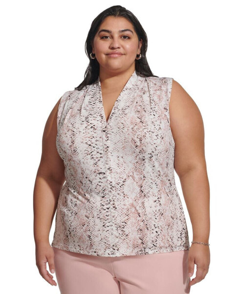 Plus Size Printed Sleeveless V-Neck Camisole Top