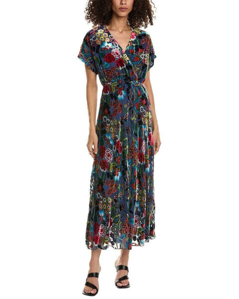 Johnny Was Connie Silk-Blend Maxi Dress Women's S