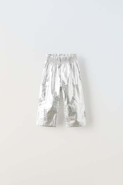 Metallic embroidered trousers
