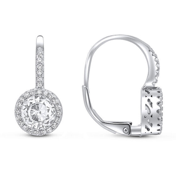 Glittering silver earrings with zircons EA118W