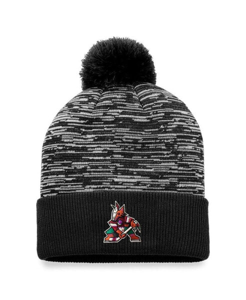 Men's Black Arizona Coyotes Defender Cuffed Knit Hat with Pom