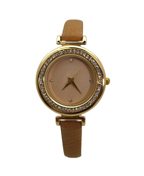 Soft Leather Solid Colors and Rhinestones Women Watch