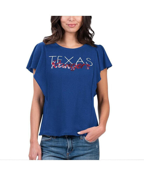 Women's Royal Texas Rangers Crowd Wave T-shirt