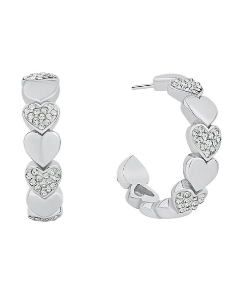 Crystal Heart C Hoop Earring