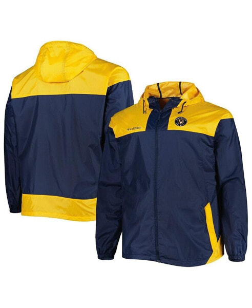 Men's Navy Milwaukee Brewers Flash Forward Challenger Big and Tall Omni-Shade Full-Zip Windbreaker