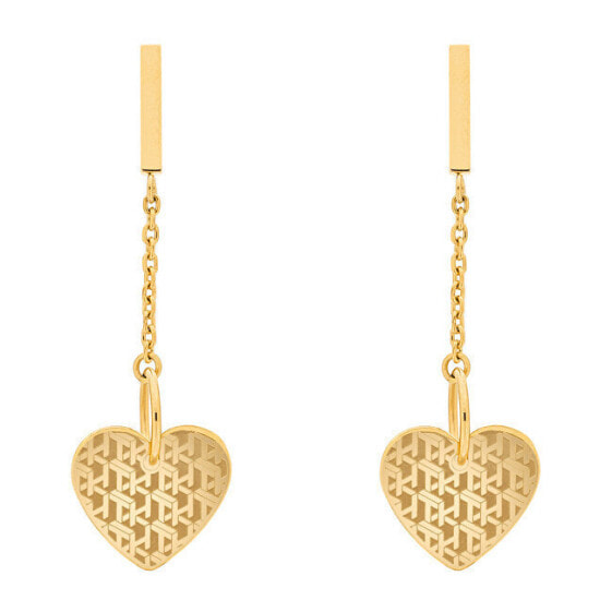 Gold-plated steel earrings with heart pendant TH2780303