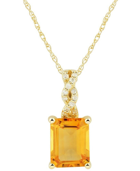 Citrine (2-1/6 ct. t.w.) & Diamond (1/20 ct. t.w.) Braided Bale 18" Pendant Necklace in 14k Gold