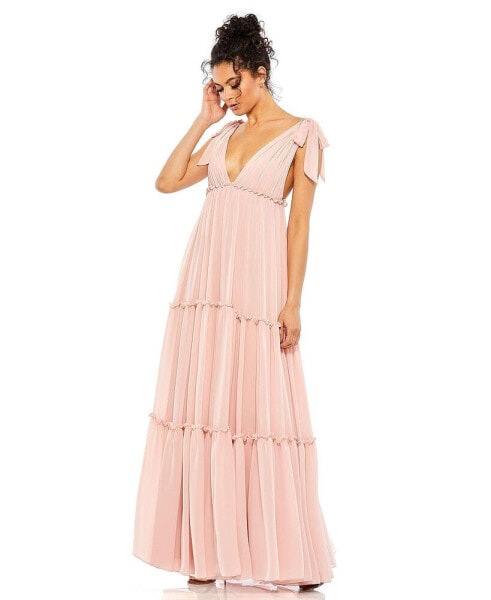 Women's Ieena Tiered V-Neck Plunging Maxi Dress