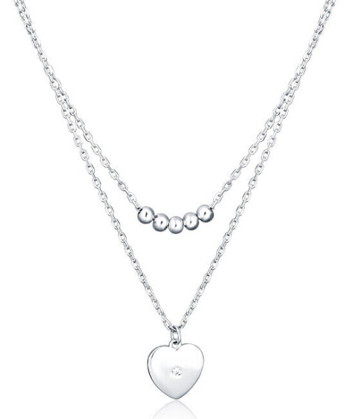 Silver double necklace Heart SVLN0380X61BI45