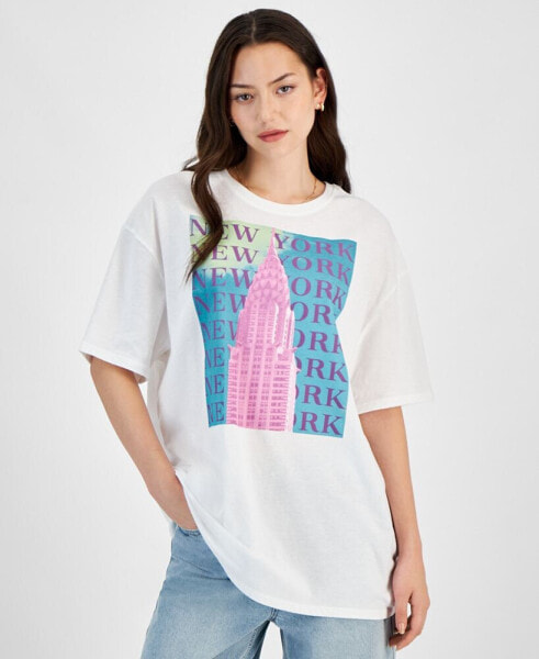 Juniors' New York Skyscraper Graphic-Print Tee