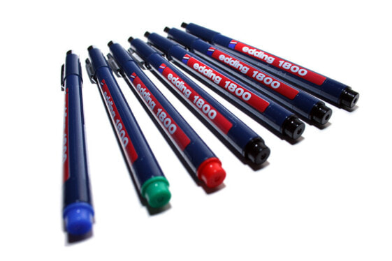 Гелевая ручка на крышке EDDING 1800 profipen синего цвета 0,35 мм - пластиковая - металлическая