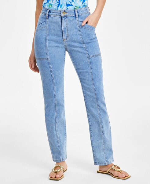 Women's High-Rise Seamed Straight-Leg Jeans, Created for Macy's