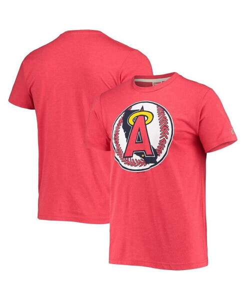 Men's Red Los Angeles Angels Hand-Drawn Logo Tri-Blend T-shirt