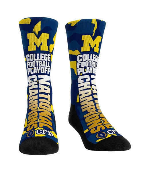 Men's and Women's Socks Navy Michigan Wolverines College Football Playoff 2023 National Champions Bold Wordmark Crew Socks