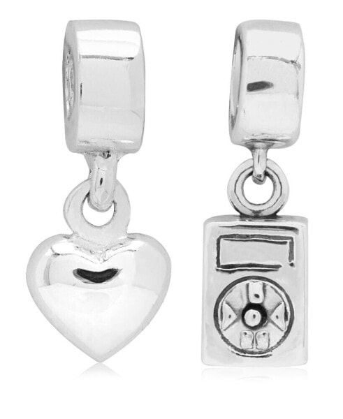 Children's Music Love Drop Charms - Set of 2 in Sterling Silver