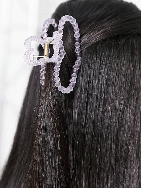 DesignB London heart shaped hair claw in lilac
