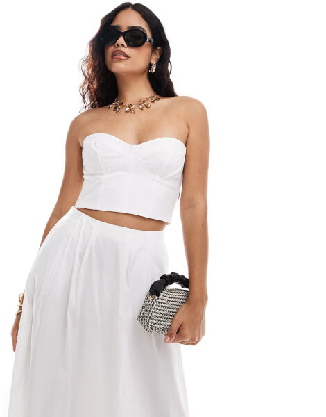 Mango corset bandeau co-ord top in white