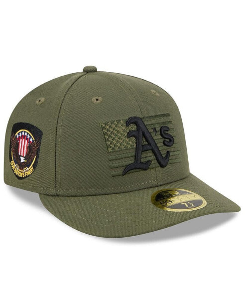 Бейсболка New Era мужская Зеленая Oakland Athletics 2023 День Вооруженных Сил Low Profile 59FIFTY™ Fitted Hat