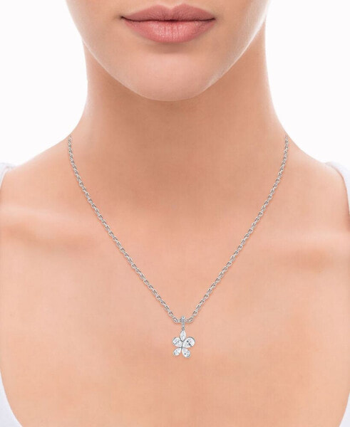 Lab Grown Diamond Pear, Marquise, & Round Flower 18" Pendant Necklace (1-3/4 ct. t.w.) in 14k White Gold