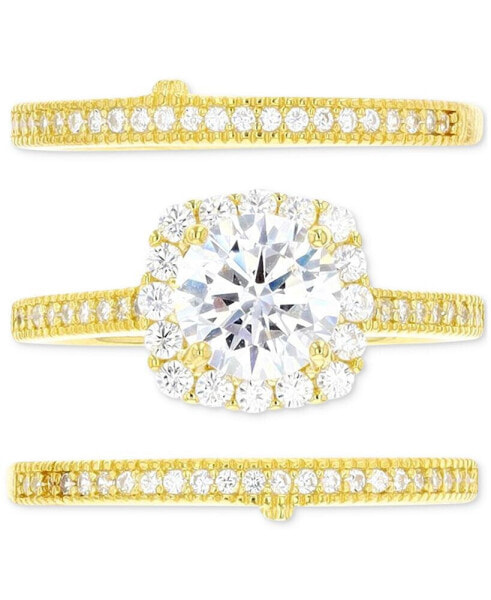 Кольцо Macy's Cubic Zirconia  & Bands in Gold-Plated Silver