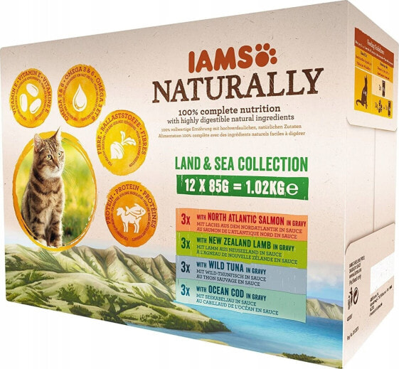 IAMS IAMS Naturally Adult zestaw smaków morskch i mięsnych 12x85g kot